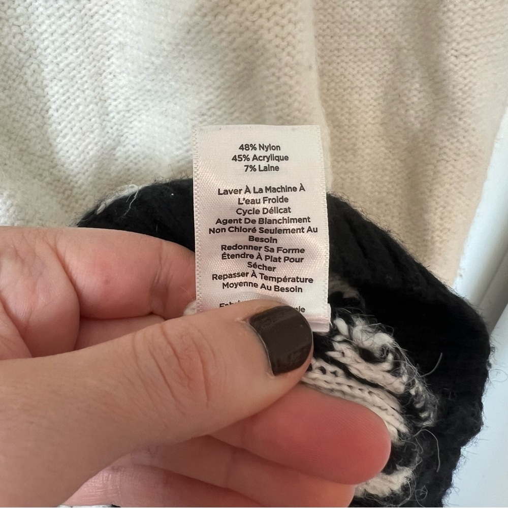 Talbots White & Black‎ Soft Knit Part Wool Blend Cozy Fall Sweater 🖤🕊️ - Picture 7 of 10